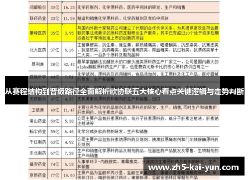从赛程结构到晋级路径全面解析欧协联五大核心看点关键逻辑与走势判断